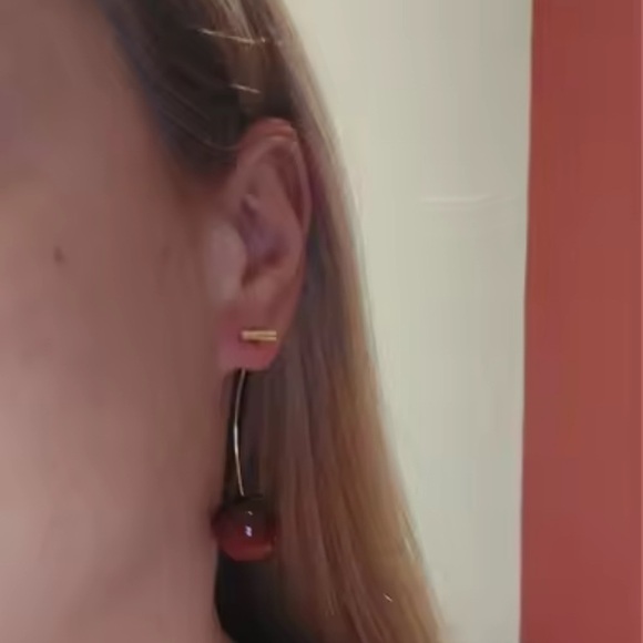 Red Cherry Drop Earrings - Picture 5 of 5